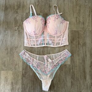 Victoria's Secret Dream Angels cherry blossom corset top & panty set NWT